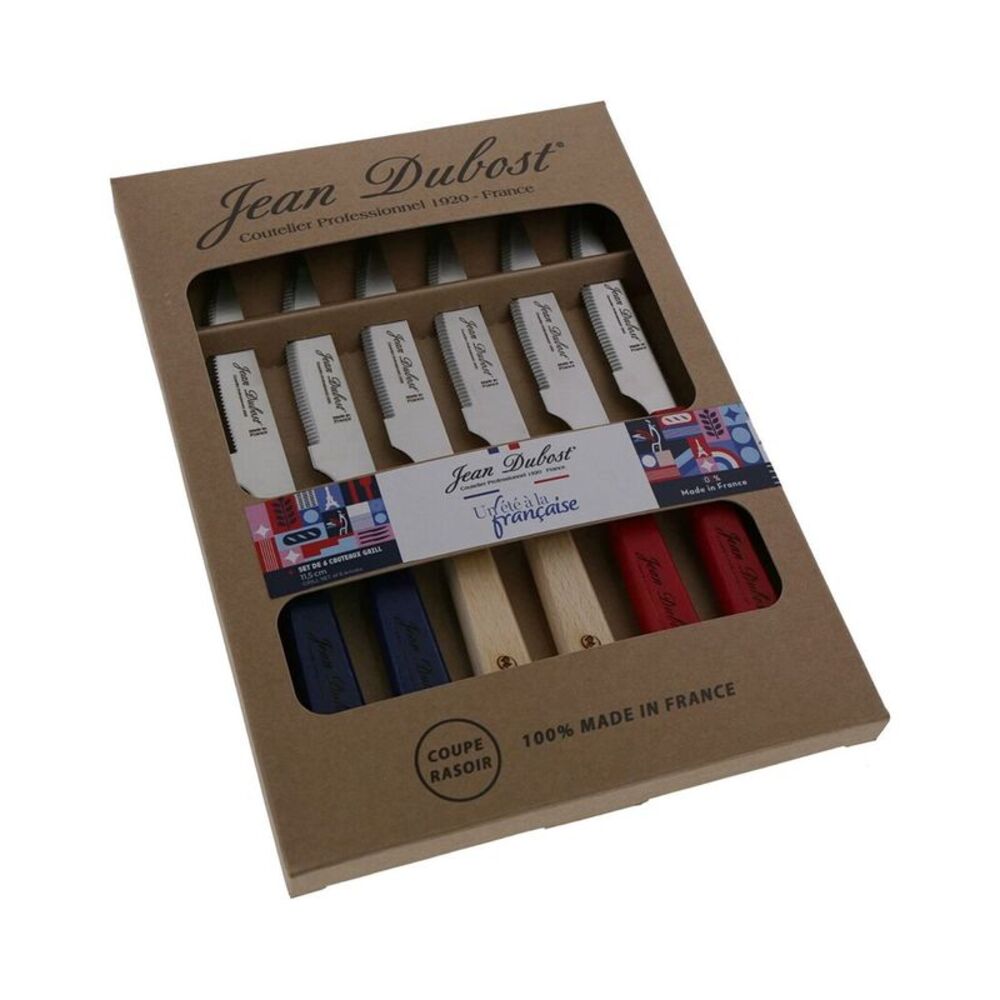Jean Dubost Set Of 6 Grill Beechwood Knives